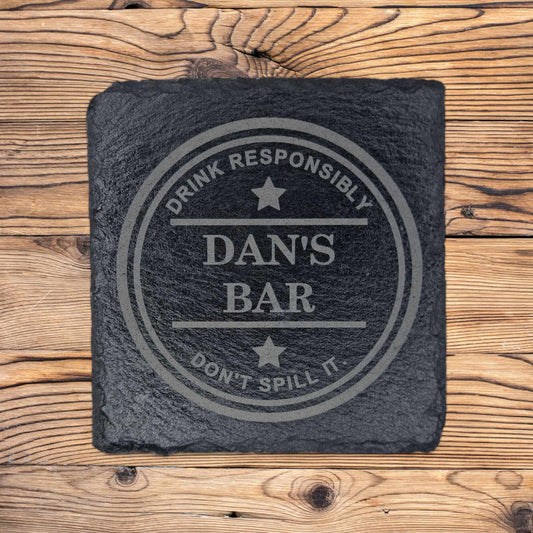 Personalised Bar Slate Coaster