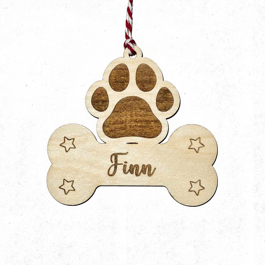 Personalised Paw and Bone Christmas Tree Decor
